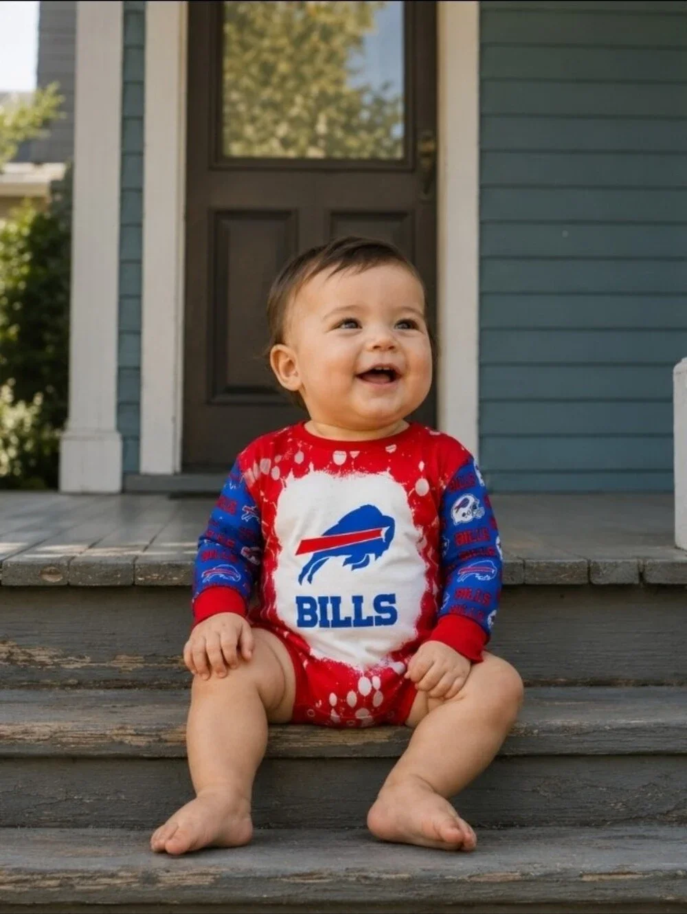 Buffalo Bills Baby Romper, Long Sleeve Football Bodysuit, Baby Football Outfit